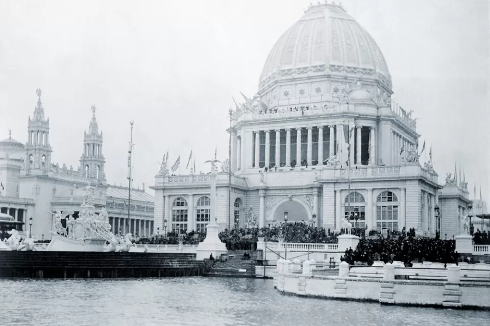 Administration building at the World's Columbian Exposition, Chicago, on opening day, May 1, 1893